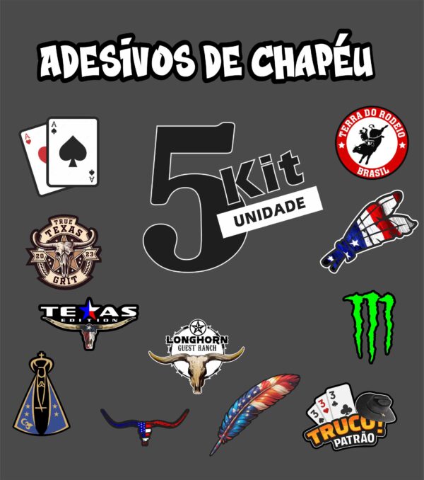 Adesivo de Chapéu Kit 5 unidades