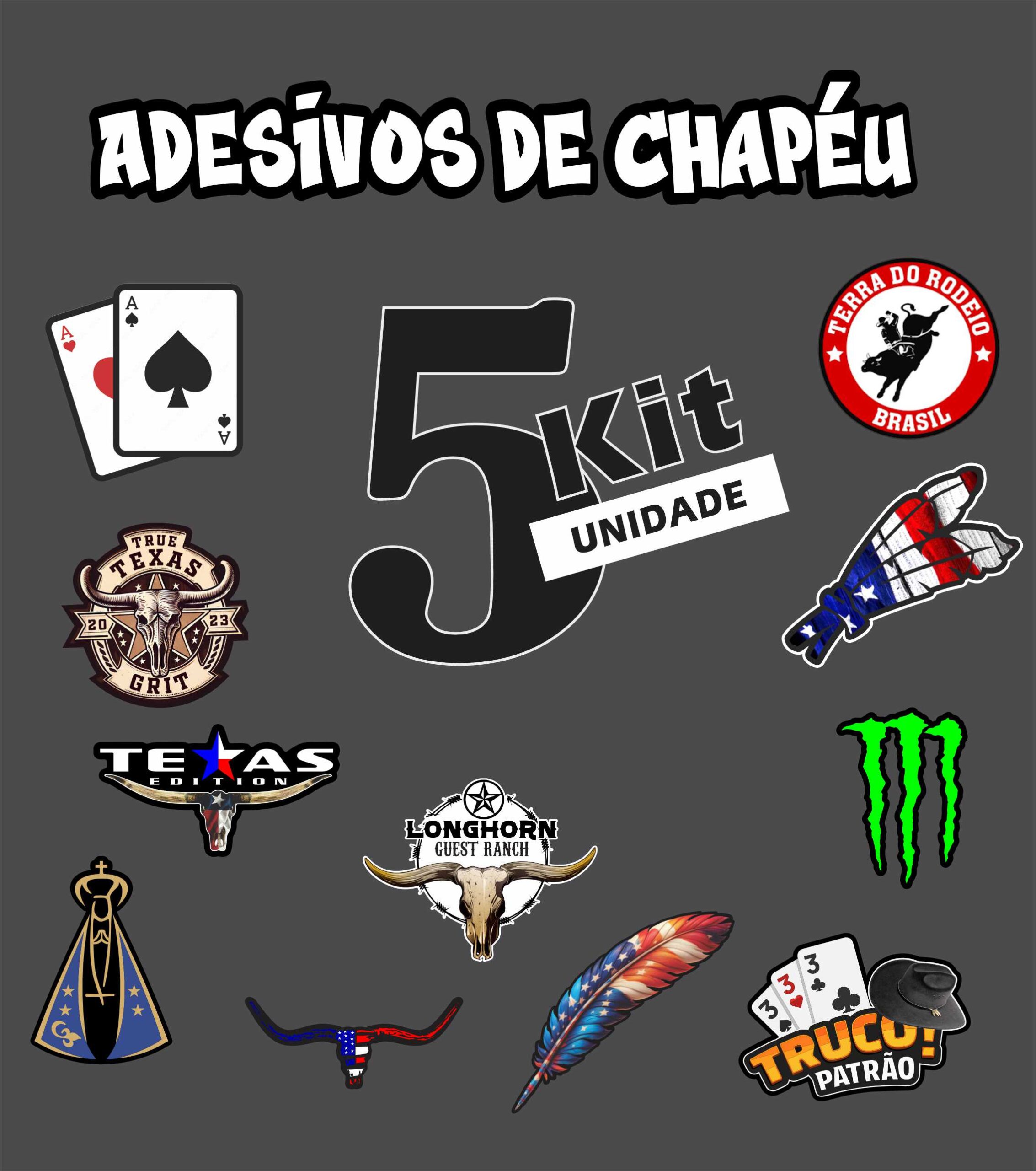 Adesivo de Chapéu Kit 5 unidades